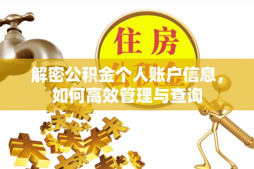 镇远解密公积金个人账户信息，如何高效管理与查询